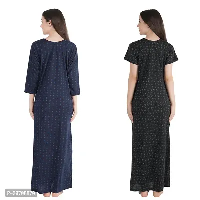 Trendy Printed Sinkar Cotton Half Sleeves Women's Nightdress Nighty Pack of 2- SP1004-thumb2