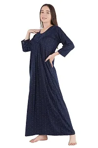 Trendy Printed Sinkar Cotton Full Sleeves Women's Nightdress Nighty Pack of 1-thumb4