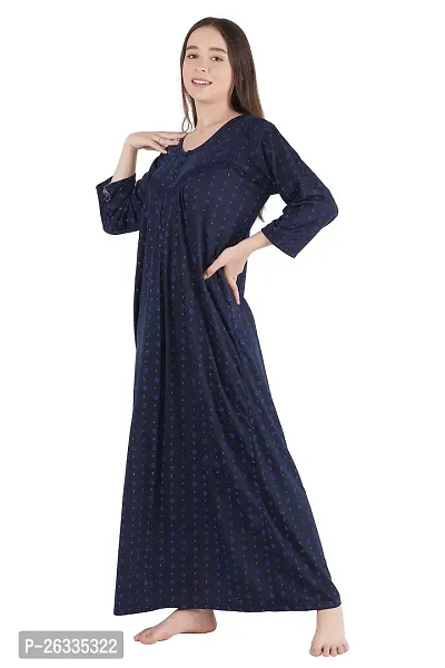 Trendy Printed Sinkar Cotton Full Sleeves Women's Nightdress Nighty Pack of 1-thumb5