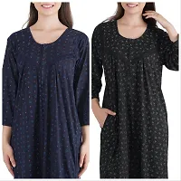 Trendy Printed Sinkar Cotton Full Sleeves Women's Nightdress Nighty Pack of 2- SP1002-thumb3