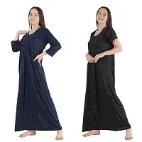 Trendy Printed Sinkar Cotton Half Sleeves Women's Nightdress Nighty Pack of 2- SP1004-thumb4