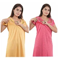 Trendy Hosiery Cotton Half Sleeves Women's Feeding Nightdress Nighty Pack of 2- SP1015-thumb3