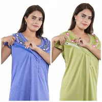 Trendy Hosiery Cotton Half Sleeves Women's Feeding Nightdress Nighty Pack of 2- SP1015-thumb3