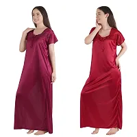 Trendy Kinri Satin Half Sleeves Women's Nightdress Nighty Pack of 2- SP1010-thumb4