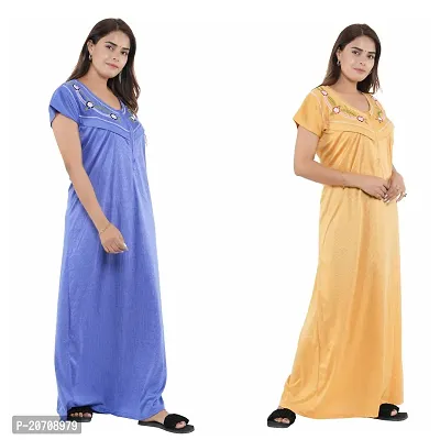 Trendy Hosiery Cotton Half Sleeves Women's Feeding Nightdress Nighty Pack of 2- SP1015-thumb5