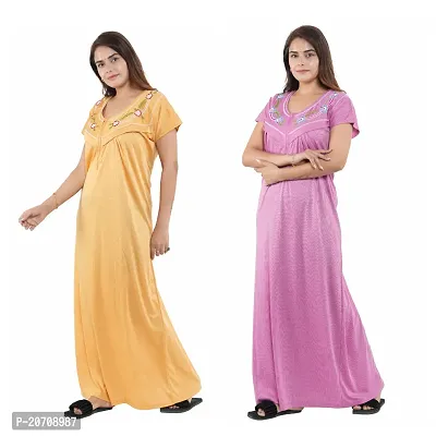 Trendy Hosiery Cotton Half Sleeves Women's Feeding Nightdress Nighty Pack of 2- SP1015-thumb5