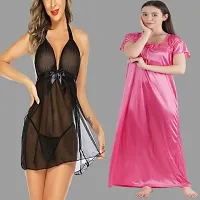 Divya Fashion Women's Nightwear  Sleepwear Babydoll and Nighty Night Dress for Women Pack of 2-thumb1