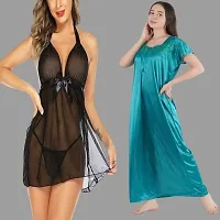 Divya Fashion Women's Nightwear  Sleepwear Babydoll and Nighty Night Dress for Women Pack of 2-thumb1