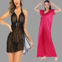 Divya Fashion Women's Nightwear  Sleepwear Babydoll and Nighty Night Dress for Women Pack of 2-thumb1