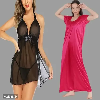 Divya Fashion Women's Nightwear  Sleepwear Babydoll and Nighty Night Dress for Women Pack of 2-thumb2