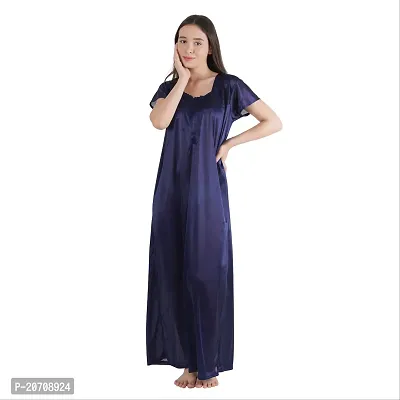 Trendy Satin Half Sleeves Women's Nightdress Nighty Pack of 1- SP1011-thumb0