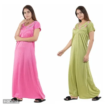 Trendy Hosiery Cotton Half Sleeves Women's Feeding Nightdress Nighty Pack of 2- SP1015-thumb3