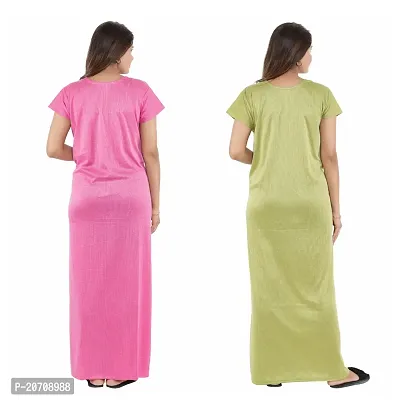 Trendy Hosiery Cotton Half Sleeves Women's Feeding Nightdress Nighty Pack of 2- SP1015-thumb2