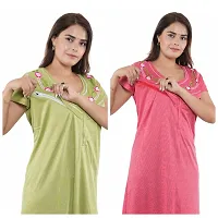 Trendy Hosiery Cotton Half Sleeves Women's Feeding Nightdress Nighty Pack of 2- SP1015-thumb3