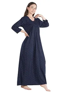 Trendy Printed Sinkar Cotton Full Sleeves Women's Nightdress Nighty Pack of 1- SP1001-thumb2