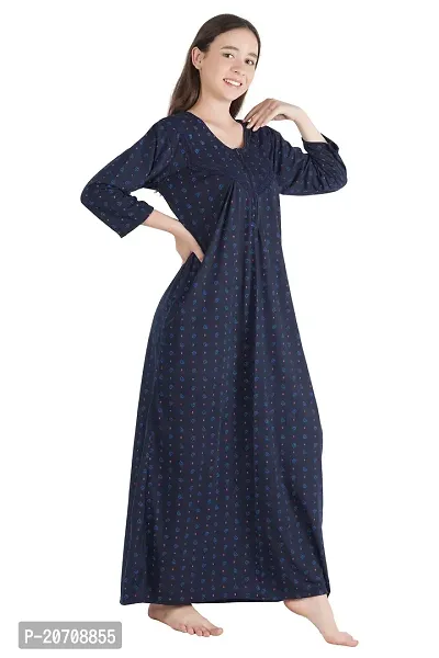 Trendy Printed Sinkar Cotton Full Sleeves Women's Nightdress Nighty Pack of 1- SP1001-thumb3