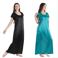 Trendy Satin Half Sleeves Women's Nightdress Nighty Pack of 2- SP1012-thumb2