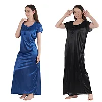 Trendy Kinri Satin Half Sleeves Women's Nightdress Nighty Pack of 2-thumb4