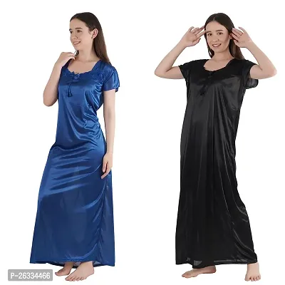 Trendy Kinri Satin Half Sleeves Women's Nightdress Nighty Pack of 2-thumb5