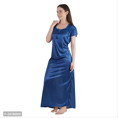 Trendy Kinri Satin Half Sleeves Women's Nightdress Nighty Pack of 1- SP1009-thumb5