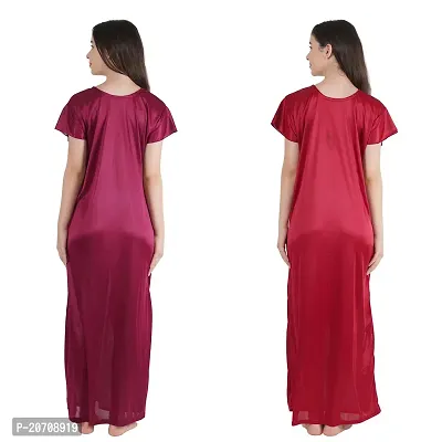 Trendy Kinri Satin Half Sleeves Women's Nightdress Nighty Pack of 2- SP1010-thumb2