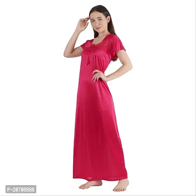 Trendy Kinri Satin Half Sleeves Women's Nightdress Nighty Pack of 1- SP1009-thumb5