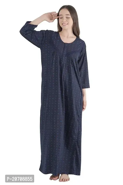 Trendy Printed Sinkar Cotton Full Sleeves Women's Nightdress Nighty Pack of 1- SP1001