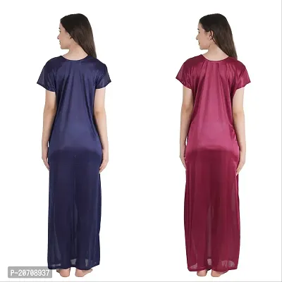 Trendy Satin Half Sleeves Women's Nightdress Nighty Pack of 2- SP1012-thumb2