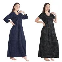 Trendy Printed Sinkar Cotton Half Sleeves Women's Nightdress Nighty Pack of 2- SP1004-thumb2