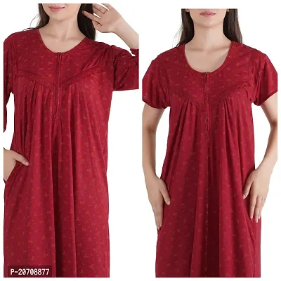 Trendy Printed Sinkar Cotton Half Sleeves Women's Nightdress Nighty Pack of 2- SP1004-thumb4