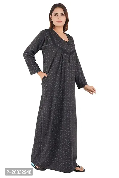 Divya Fashion Mart Women's Printed Sinkar Cotton Full Sleeve Nightwear Nighty Maxi Gown-thumb0