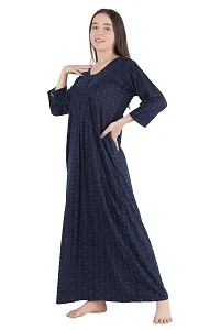 Trendy Printed Sinkar Cotton Full Sleeves Women's Nightdress Nighty Pack of 1- SP1001-thumb4