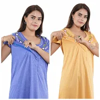 Trendy Hosiery Cotton Half Sleeves Women's Feeding Nightdress Nighty Pack of 2- SP1015-thumb3