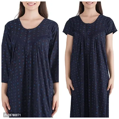 Trendy Printed Sinkar Cotton Half Sleeves Women's Nightdress Nighty Pack of 2- SP1004-thumb4