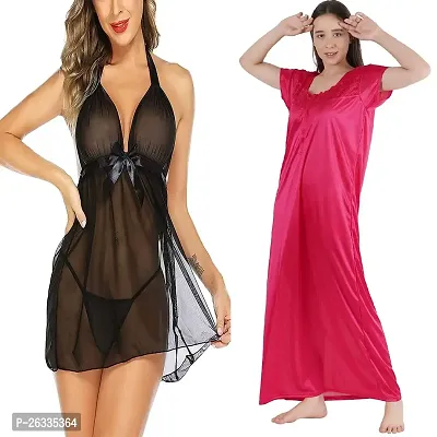 Divya Fashion Women's Nightwear  Sleepwear Babydoll and Nighty Night Dress for Women Pack of 2