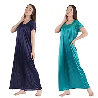 Trendy Satin Half Sleeves Women's Nightdress Nighty Pack of 2-thumb4