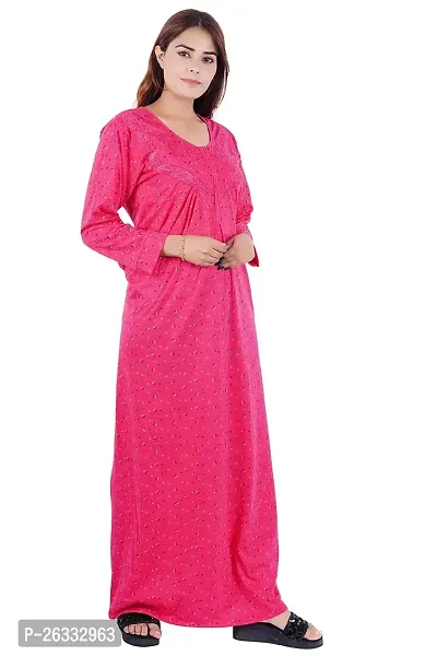 Divya Fashion Mart Women's Printed Sinkar Cotton Full Sleeve Nightwear Nighty Maxi Gown