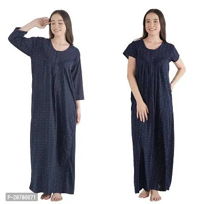 Trendy Printed Sinkar Cotton Half Sleeves Women's Nightdress Nighty Pack of 2- SP1004