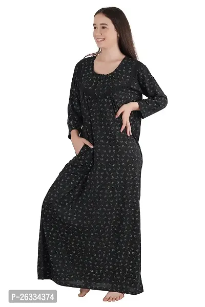 Trendy Printed Sinkar Cotton Full Sleeves Women's Nightdress Nighty Pack of 1-thumb5