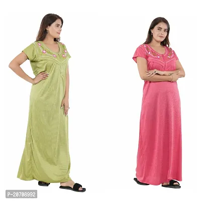 Trendy Hosiery Cotton Half Sleeves Women's Feeding Nightdress Nighty Pack of 2- SP1015-thumb5