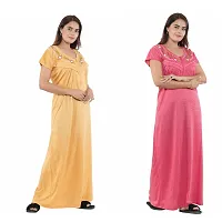 Trendy Hosiery Cotton Half Sleeves Women's Feeding Nightdress Nighty Pack of 2- SP1015-thumb4