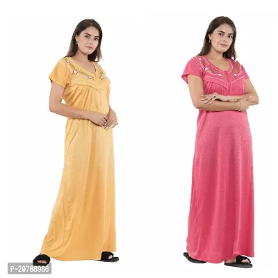 Trendy Hosiery Cotton Half Sleeves Women's Feeding Nightdress Nighty Pack of 2- SP1015-thumb5