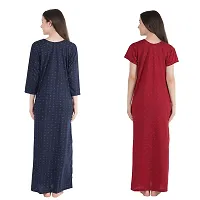 Trendy Printed Sinkar Cotton Half Sleeves Women's Nightdress Nighty Pack of 2- SP1004-thumb1