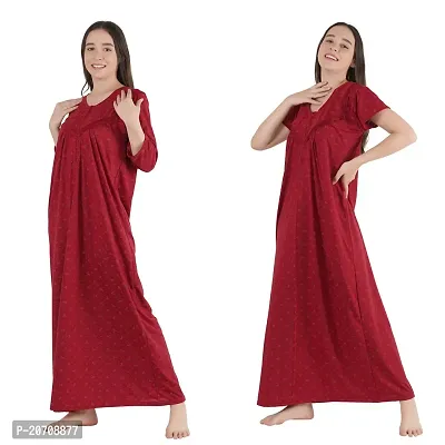 Trendy Printed Sinkar Cotton Half Sleeves Women's Nightdress Nighty Pack of 2- SP1004-thumb5