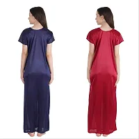 Trendy Satin Half Sleeves Women's Nightdress Nighty Pack of 2-thumb1