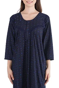 Trendy Printed Sinkar Cotton Full Sleeves Women's Nightdress Nighty Pack of 1-thumb3