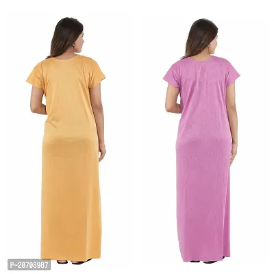 Trendy Hosiery Cotton Half Sleeves Women's Feeding Nightdress Nighty Pack of 2- SP1015-thumb2
