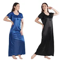 Trendy Kinri Satin Half Sleeves Women's Nightdress Nighty Pack of 2-thumb2