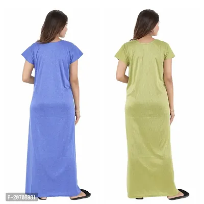 Trendy Hosiery Cotton Half Sleeves Women's Feeding Nightdress Nighty Pack of 2- SP1015-thumb2