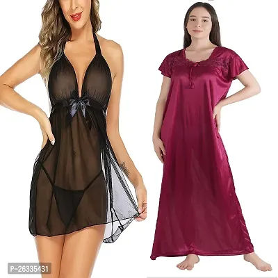 Divya Fashion Women's Nightwear  Sleepwear Babydoll and Nighty Night Dress for Women Pack of 2